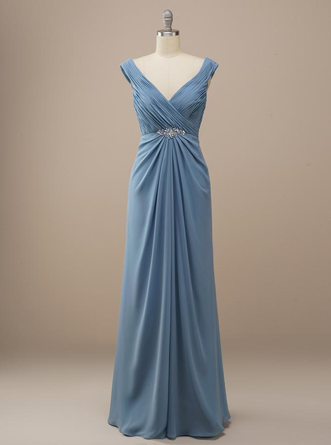 Blue Grecian Bridesmaid Dresses