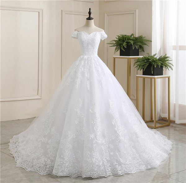 White Lace Ball Gown Debutante Cotillion Dress AL3024