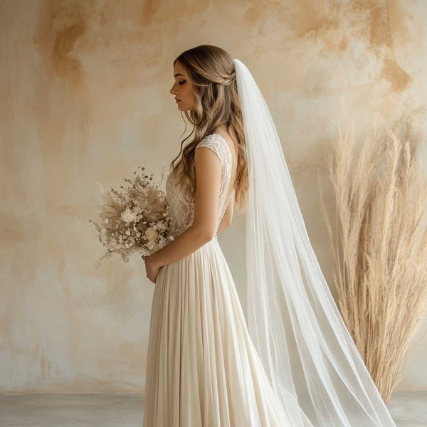 Simple Long Tulle Chapel Length  Wedding Veil EE881030