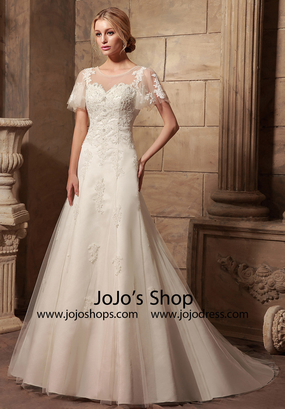 Butterfly sleeve hotsell wedding dress