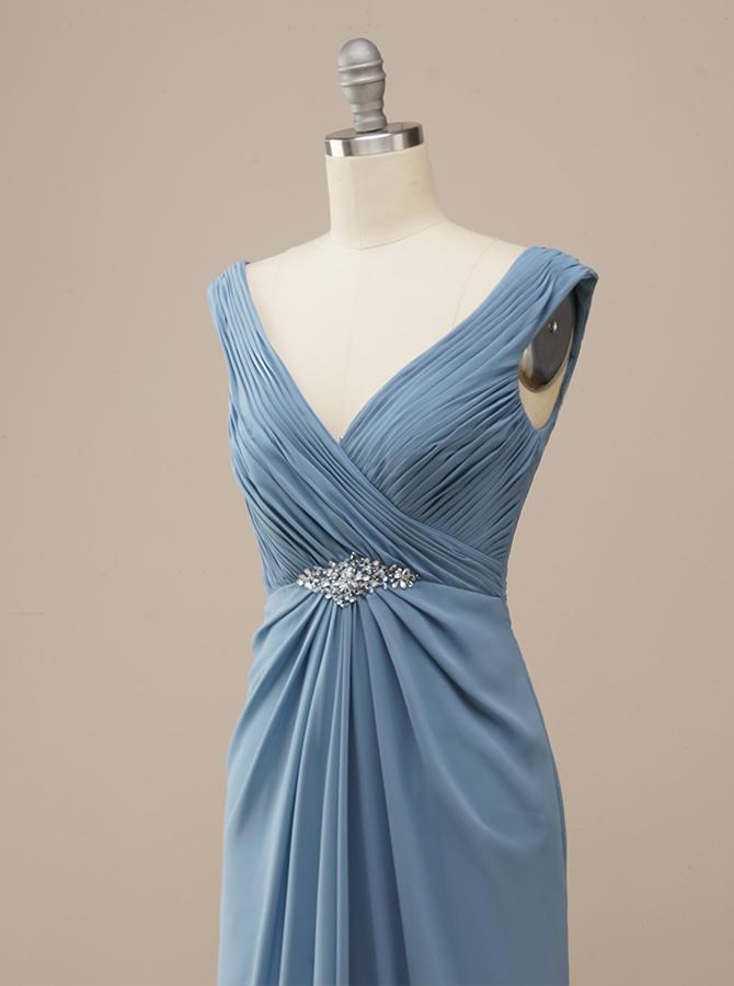 Blue Grecian Bridesmaid Dresses